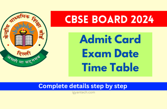 CBSE Board 2024 Admit Card Exam Date Time Table